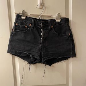Levi's Black Distressed Denim Jean Shorts